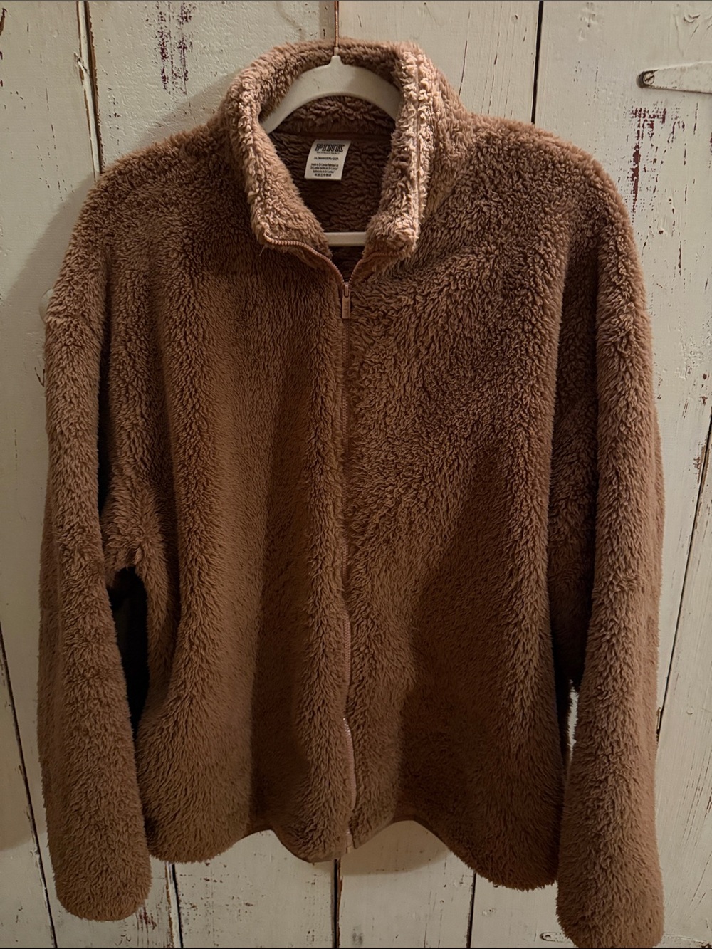 PINK Victoria's Secret Brown Teddy Zip-Up Jacket